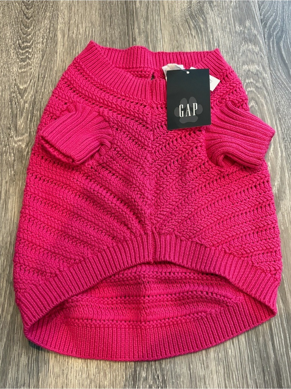GAP Bright Hot Pink Dog Knit Sweater Size S